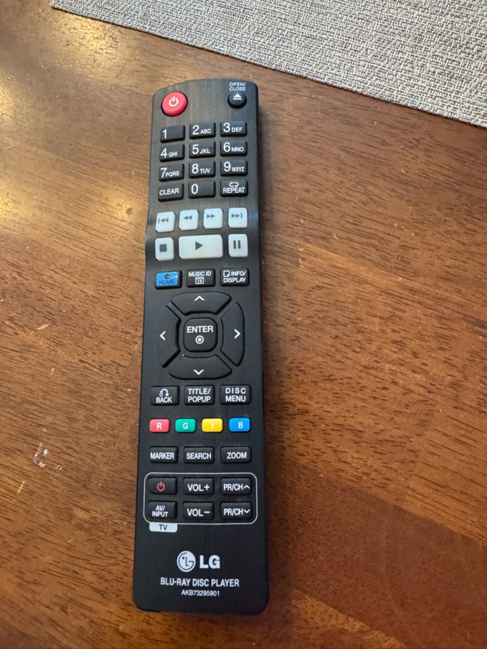 LG AKB73295901‎ Blu-ray Disc Player remote control.